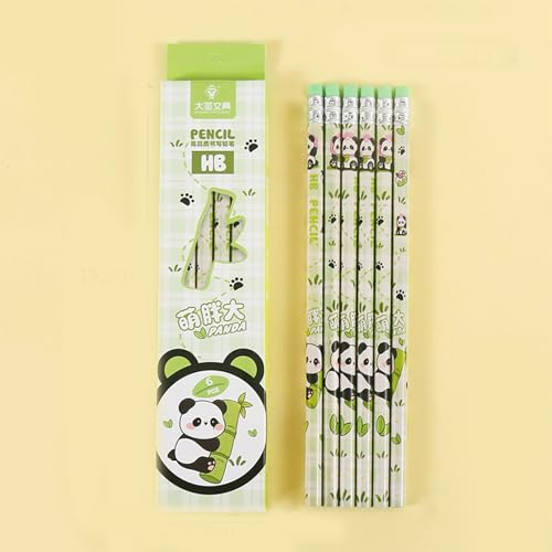 6PCS Wood Pencil Cartoon Pencils Drawing for Class Reward Drawing Sketching School Supplies Ergonomic Hexagonal - color: Little Boy