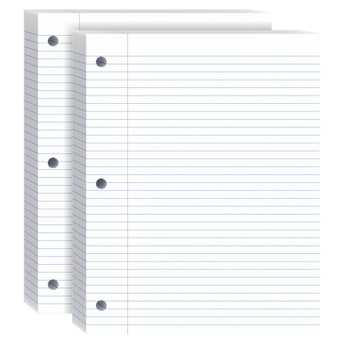 Loose Leaf Paper, 8x10.5 College Ruled, Notebook Paper for 3 Ring Binders, White Binder Notebook, 3 Hole Punch Paper, 100 Sheets/pack, 2 Pack - color: White-2Pack, size: 8x10.5 College Ruled