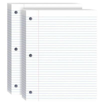 Loose Leaf Paper, 8x10.5 College Ruled, Notebook Paper for 3 Ring Binders, White Binder Notebook, 3 Hole Punch Paper, 100 Sheets/pack, 2 Pack - color: White-2Pack, size: 8x10.5 College Ruled