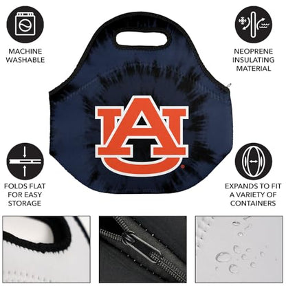 Campus Lab Auburn University Tie-Dye Soft Neoprene Lunch Bag, Lightweight - color: Auburn University Tigers