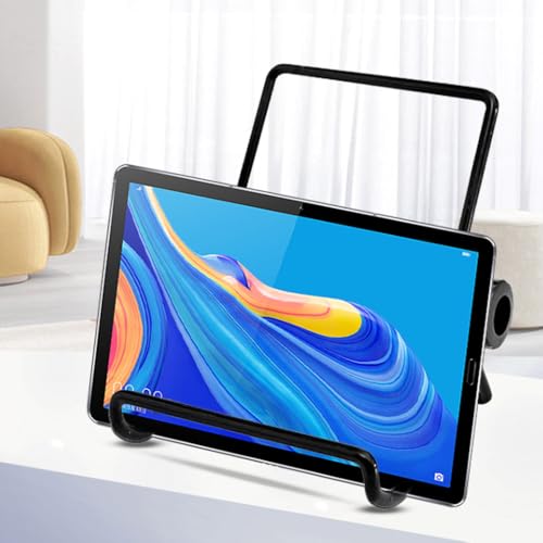 Adjustable Tablet Stand Holder - Non-Slip Foldable Cradle for Tablets & Phones, Small Black Metal Frame, Compatible with Devices up to 11 Inches - color: black, size: small