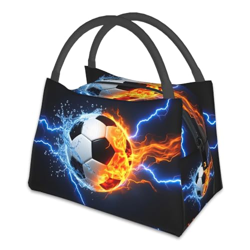 Soccer Lunch Bag for Kids,Cute Football Sport Lunch Box for Women,Leakproof Large Capacity Thermal Insulation Cooler Tote Bag for Nurse Teacher Work Picnic - color: Soccer