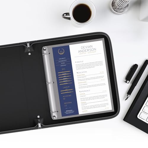 Fireproof 3 Ring Binder with Zipper, 2 Inch D Rings Hold up 450 Sheets of 8.5" x 11" (A4), Compatible with Clear Page Protectors, Built-in net and Pen Holder (1 Pcs, Black, 2") - color: Black, size: 2", style: 1 Pcs