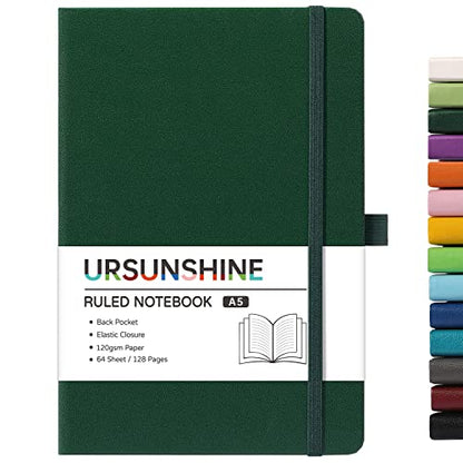 Ruled Notebook/Journal - Classic Lined Journal/Notebook, 5.3'' x 8.26'', Hardcover with Thick Paper, Banded + Pen Holder +Inner Pocket - Turquoise - color: Turquoise, size: Ruled