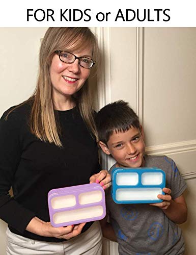 Small Snack Containers for Kids Toddlers - 3 Compartments (Set of 2) - Leak-Proof Boxes with Lids - BPA-Free Plastic Mini Bento Lunch Box - Ideal for School, Daycare, Holds 2 Cups (Purple + Blue) - color: Purple Blue MINI 2pk
