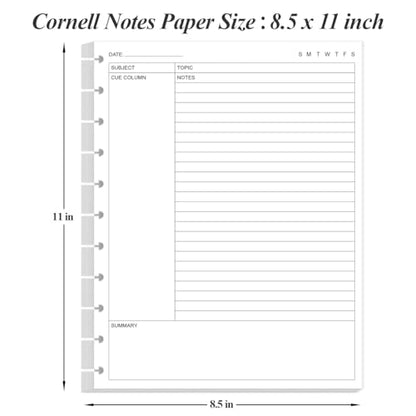 Letter Size Cornell Notes Filler Paper - 11 TUL Disc Cornell Notes Loose Leaf Paper, 50Sheets / 100Pages, 8.5'' x 11'' - size: 1-Pack, style: 11-Disc/Letter Size