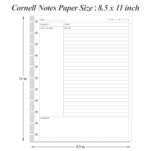 (3-Pack) Letter Size Cornell Notes Paper - 11 TUL Disc Cornell Notes Loose Leaf Paper, 150Sheets / 300Pages, 8.5'' x 11'' - size: 3-Pack, style: 11-Disc/Letter Size