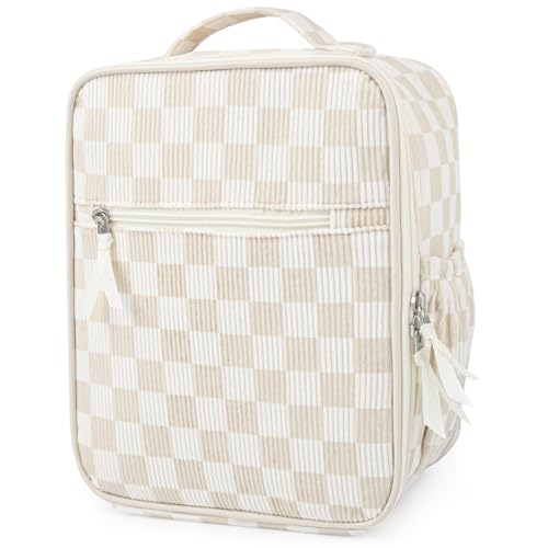 Aileam Lunch Box Lunch Bag for Women Cute Girls Insulated Womens Lunch Bag For Work Quilted Large Capacity Reusable Insulated Cooler for Work School Picnic Travel Beige Checker - color: Beige Checker