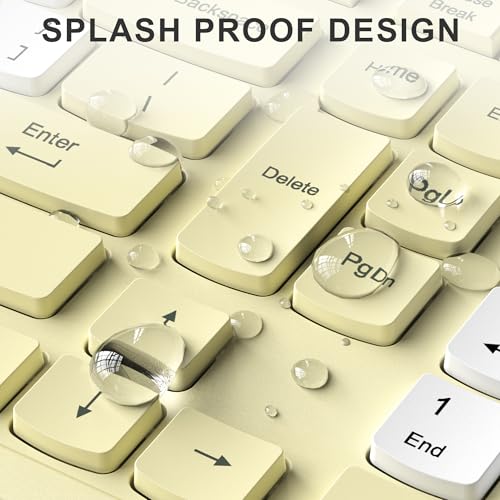 Wireless Keyboard and Mouse Combo, Full-Sized Wireless Keyboard and Adjustable DPI Mouse, 2.4GHz USB Receiver, Silent Keyboard and Mouse for PC, Windows, MAC, Desktop, Laptop (Canary Yellow-B) - color: Canary Yellow-B