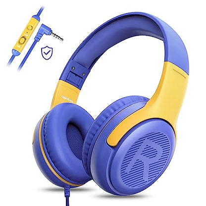 Kids Headphones Wired with Microphone for ipad Computer Laptop for Boys Girls Volume Limit Foldable Over Ear Headset for School 3.5mm Jack - color: Purple