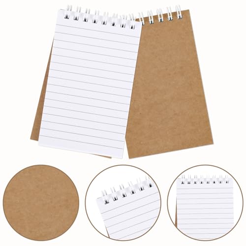 Hxezoc 10 Pack Small Pocket Notebooks, 3 x 5 Inches Mini Kraft Spiral Pocket Notebook with Lined Pages Memo Pads for Kids Home Office School Classroom Decoration Supplies - style: Kraft