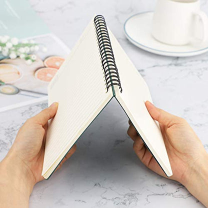 EUSOAR Hardcover Spiral Lined Subject Notebook, A5 160 Pages 1pcs 5.5"X8.3" College Ruled Travel Writing Notebooks Journal, Memo Notepad Sketchbook, School Office Business Diary Spiral Book Journal - color: Dark green, size: 1 Pack