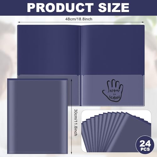 Henoyso 24 Pcs School to Home Folder with Pocket Plastic Heavy Duty Clipboard Folder with Clear Front Pocket Homework Take Home Folders for School Students Parent Teacher Communication (Navy Blue) - color: Navy Blue