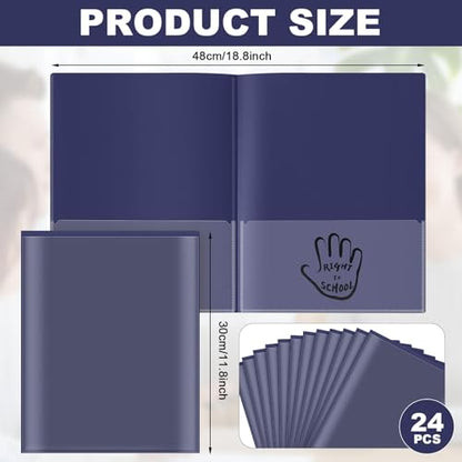 Henoyso 24 Pcs School to Home Folder with Pocket Plastic Heavy Duty Clipboard Folder with Clear Front Pocket Homework Take Home Folders for School Students Parent Teacher Communication (Navy Blue) - color: Navy Blue