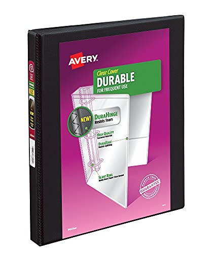 Avery Durable View 3 Ring Binder, 1/2 Inch Slant Rings, 1 Black Binder (17001) - size: 0.5"