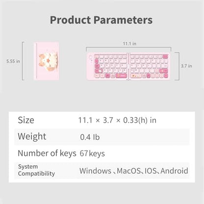 Foldable Compact Keyboard, Portable Bluetooth Keyboard with, Pocket-Sized Wireless Travel Keyboard, for iPad, iPhone, Smartphone, Tablet and Laptop