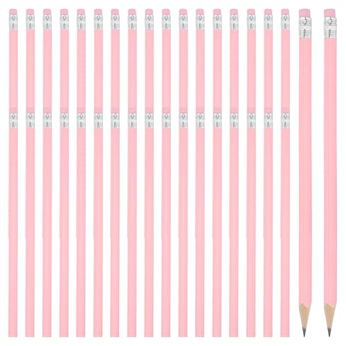 PATIKIL Round Pencils, 36 Pack Triangle HB Graphite Pencil Woodcase Wooden Pencils with Eraser for Classroom Office Writing Drawing Supplies, Pink - color: Pink