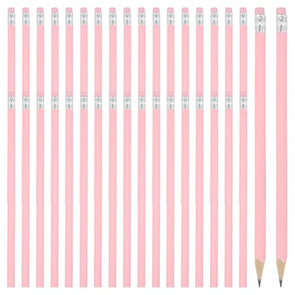 PATIKIL Round Pencils, 36 Pack Triangle HB Graphite Pencil Woodcase Wooden Pencils with Eraser for Classroom Office Writing Drawing Supplies, Pink - color: Pink