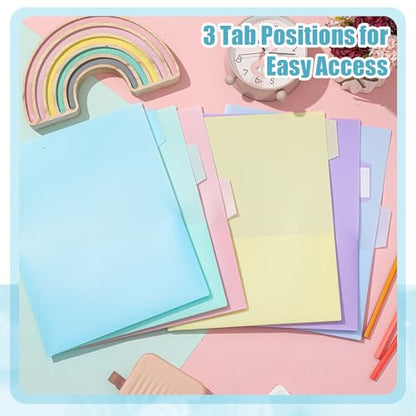Fuutreo 12 Pack Pastel Plastic Pocket Folders with 2 Pockets & Tabs, Cute Folders, Heavy Duty File Folder for Letter Size Paper, Office, Nurse Folder, Back to School, College Office Supplies - style: Plain 2 Pocket Folder