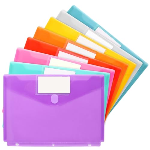 Azureal 8 Pack Binder Organizer, Plastic Binder Pockets for 3 Ring Binder, Binder Folders with Label for School Supplies and Documents, Letter Size, 8 Colors