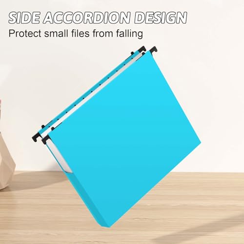 Plastic Hanging File Folders Expandable,12 Pack Extra Capacity Hanging File Folder Letter Size,2 Inch Expansion Heavy Duty Folders,Adjustable Tabs,Hanging Folder Designed for Bulky Files(Blue) - color: Blue