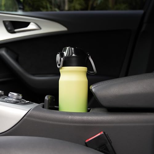 BJPKPK Insulated Water Bottle 18oz Stainless Steel Water Bottles with Straw and Carry Handle Double Wall Metal Thermal Flask,Lime - color: Lime, size: 18 Ounces