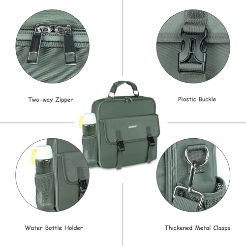 3 Ring Zipper Binder 500-Sheet Zipper Binder Adjustable Shoulder Strap & Handle for 14 Inch Laptop for School and Office (Green)