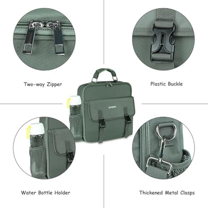 3 Ring Zipper Binder 500-Sheet Zipper Binder Adjustable Shoulder Strap & Handle for 14 Inch Laptop for School and Office (Green)