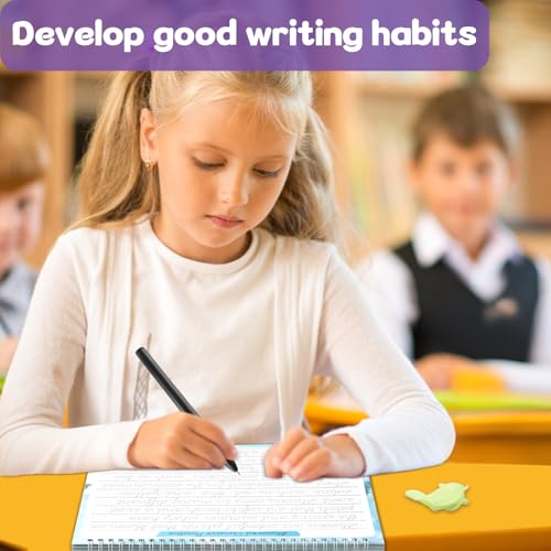 chiazllta 2 Pack Cursive Grooved Handwriting Workbooks Magic Grooved Cursive Reusable Writing Practice Copy Books with Disappearing Ink Pens for Beginners Learning Activities Supplies (Reading&Poems) - style: Reading&Poems
