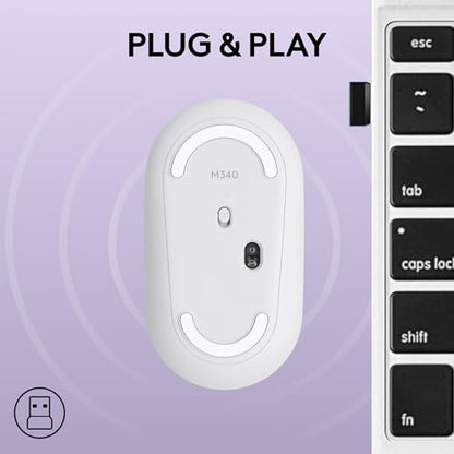 Logitech M340 Wireless Mouse with Limited Edition Prints, USB Receiver and Silent Clicks, Portable Wireless Mouse for Laptop, PC, Windows, Chrome, Surface – Sheer Dream - color: Sheer Dream