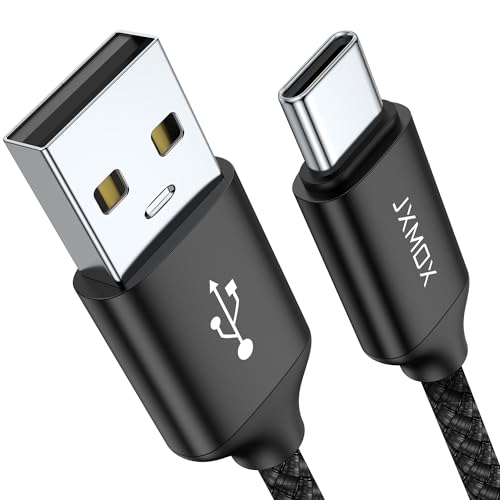 JXMOX USB Type C Cable (6.6ft 2-Pack), USB-A to USB C 3A Fast Charging Cord Compatible with iPhone 15 16 Pro Max, Samsung Galaxy S22 S21 S20 Ultra S10 S9 S8,Note 10 9 8 A80 A70, USB C Charger (Black) - color: Black, size: 6.6ft