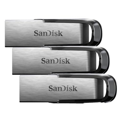 SANDISK 128GB Ultra Flair USB 3.0 Flash Drive, SDCZ73-128G-G46, Black (Pack of 3) - size: 128GB (Pack of 3)