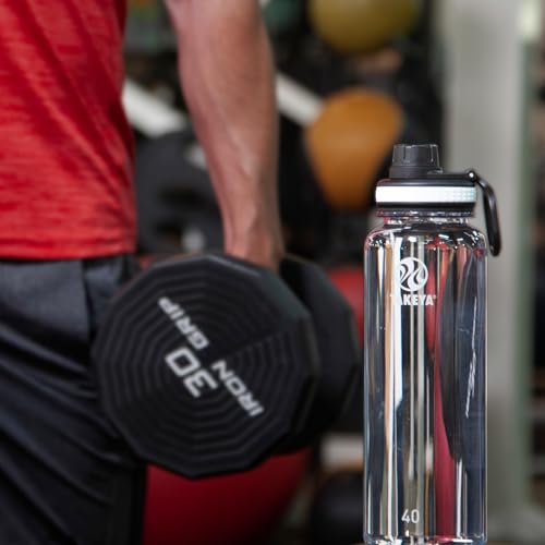 Takeya Tritan Water Bottle with Spout Lid - Durable Dishwasher-Simple, Modern & Reusable Water Bottle with Leak-Proof Lid - 40 oz, Clear (Pack of 4) - color: Clear, size: 40 Ounces (Pack of 4)