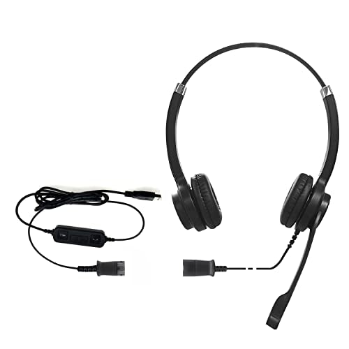 IPD IPH-255 USB Headset with Noise Cancelling Microphone for Office and Call cengter- Compatible with Skype, Microsoft Teams, Cisco Jabber, Avaya One-X and Other Soft Phones - color: Leather Cushion, style: Binaural