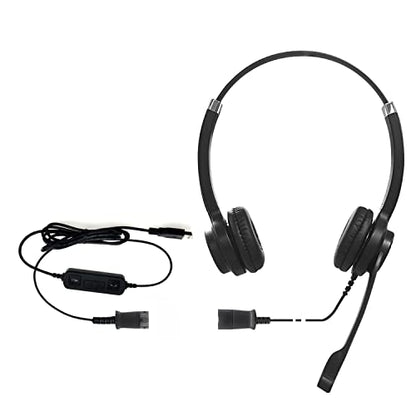 IPD IPH-255 USB Headset with Noise Cancelling Microphone for Office and Call cengter- Compatible with Skype, Microsoft Teams, Cisco Jabber, Avaya One-X and Other Soft Phones - color: Leather Cushion, style: Binaural