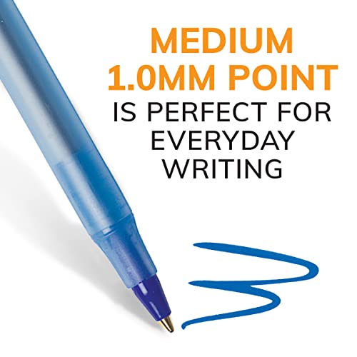 BIC Round Stic Xtra Life Ballpoint Pen with 1.0 mm Medium Point and Consistent Ink Flow in Blue Ink, 60 Count (Pack of 2) - color: Blue, size: 60 Count (Pack of 2)