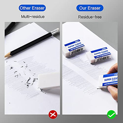 Deli Pencil Erasers, Pencil Eraser, 10 Pack, White Erasers, Erasers for Drawing, Kids, Artist, White, Large - size: 1.77" x 0.90" 0.43"
