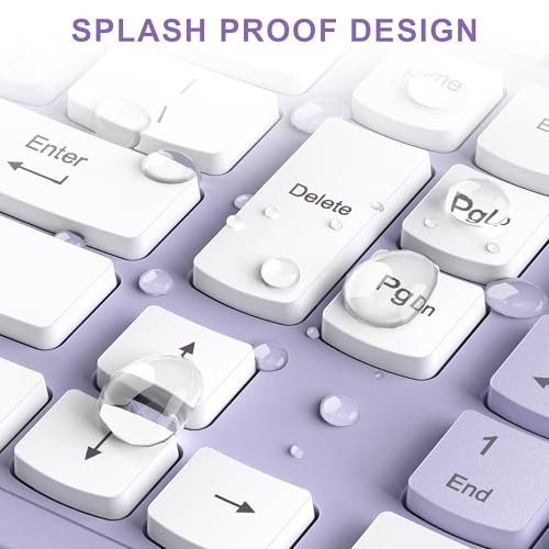 Wireless Keyboard and Mouse Combo, Full-Sized Wireless Keyboard and Adjustable DPI Mouse, 2.4GHz USB Receiver, Silent Keyboard and Mouse for PC, Windows, MAC, Desktop, Laptop(Purple) - color: Purple
