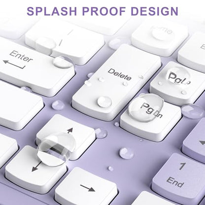 Wireless Keyboard and Mouse Combo, Full-Sized Wireless Keyboard and Adjustable DPI Mouse, 2.4GHz USB Receiver, Silent Keyboard and Mouse for PC, Windows, MAC, Desktop, Laptop(Purple) - color: Purple