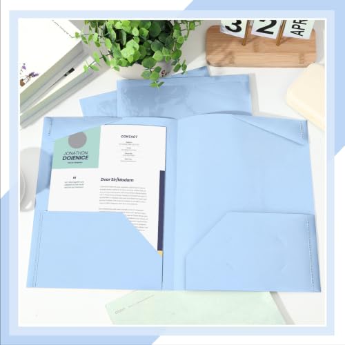 Henoyso 36 Pack Light Blue Plastic Folders with Clear Front Pockets Heavy Duty File Folders with 2 Pockets and Card Slot for Student Communication School Office Presentation Report - color: Light Blue