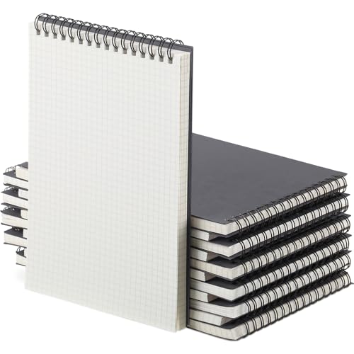 Engrowtic 6 Pack Graph Paper Spiral Notepad A5 Top Wirebound Notepad Grid Notebook Steno Pad Memo Notebook Grid Paper 140 Pages for Writing Sketching Drawing Office Supply (Dark Grey) - color: Dark Grey