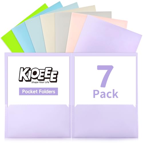 Plastic Folders with Pockets (7 Pack,Sweet Colors),Fit Letter Size Paper,Durable Heavy Duty,2-Pocket Folder for School Office or Home,Durable Acid-Free Poly,Back to School Supplies - color: Macaron