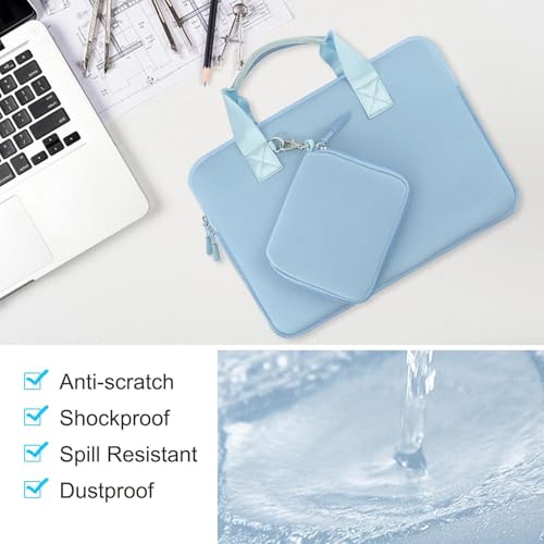 Hseok 15-15.4 inch Elastic Laptop Sleeve with Small Case, Neoprene Carrying Bag, Compatible with MacBook Air/Pro 15 M4/M3/M2, Surface Laptop 15, XPS 15 and 15-15.4 inch Notebooks,Light Blue - color: S02b01, size: 15.0"-15.4"