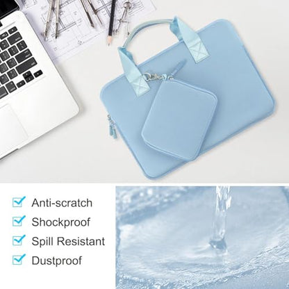 Hseok 15-15.4 inch Elastic Laptop Sleeve with Small Case, Neoprene Carrying Bag, Compatible with MacBook Air/Pro 15 M4/M3/M2, Surface Laptop 15, XPS 15 and 15-15.4 inch Notebooks,Light Blue - color: S02b01, size: 15.0"-15.4"