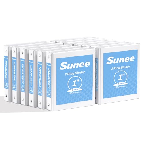 SUNEE 3 Ring Binders 1 Inch 12 Pack, Clear View Binders Bulk Three Ring PVC-Free (Fit 8.5x11 Inches) for School or Office Business Supplies, White - color: White, size: 1 Inch, style: 12 Pack
