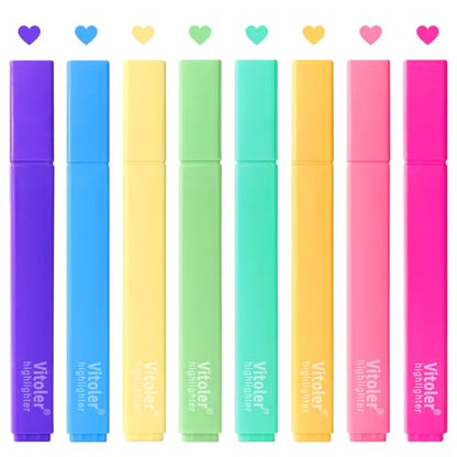 Highlighters, 8Pcs Highlighters Pastel, Quick Dry, Chisel Tip, Aesthetic Bible Highlighter No Bleed - color: Bright colors
