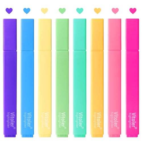 Highlighters, 8Pcs Highlighters Pastel, Quick Dry, Chisel Tip, Aesthetic Bible Highlighter No Bleed - color: Bright colors