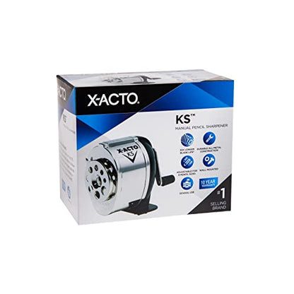 X-ACTO KS Manual Pencil Sharpener, Mountable, Metal, 1 Count - Classroom, Teacher Supplies, Adjustable for 8 Pencil Sizes - size: 1 Count (Pack of 1)
