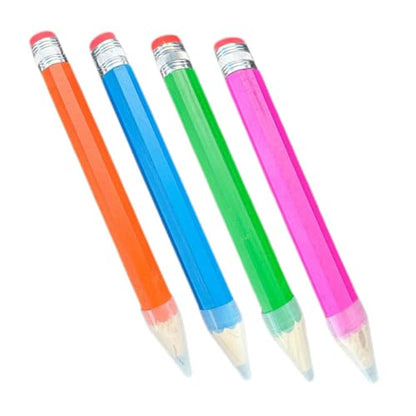 Uonlytech 4pcs Colorful Jumbo Wooden Pencils Funny Large Props for Drawing Writing Ergonomic Design for Hands for Preschool Kindergarten Activities