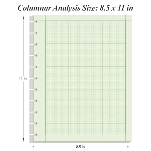 Yaridar Letter Size Discbound Engineering Paper - 50 Sheets/100 Pages Graph Paper, 11 TUL Disc 100Gsm Green Tint Paper, 5 x 5 Graph Rule on Back, 8-1/2" x 11" - size: 1-Pack, style: 11-Disc/Letter Size